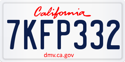 CA license plate 7KFP332
