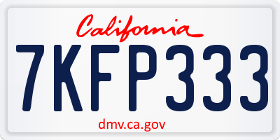 CA license plate 7KFP333