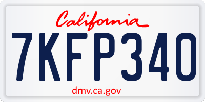 CA license plate 7KFP340