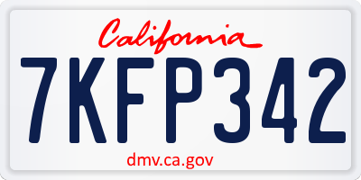 CA license plate 7KFP342