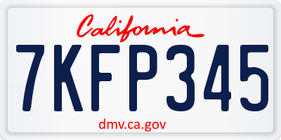 CA license plate 7KFP345