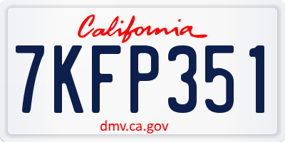 CA license plate 7KFP351