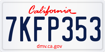 CA license plate 7KFP353