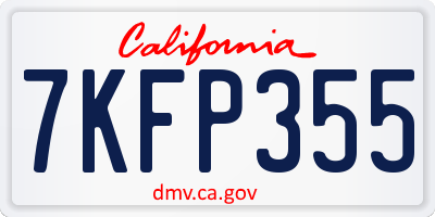CA license plate 7KFP355