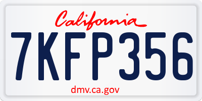 CA license plate 7KFP356