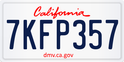 CA license plate 7KFP357