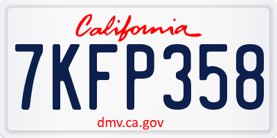 CA license plate 7KFP358
