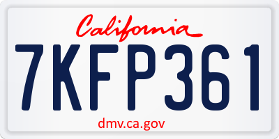 CA license plate 7KFP361
