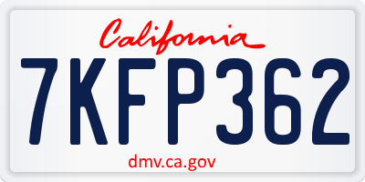 CA license plate 7KFP362