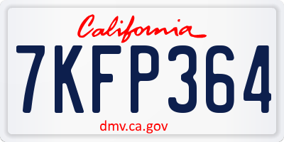 CA license plate 7KFP364