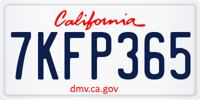 CA license plate 7KFP365