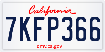 CA license plate 7KFP366