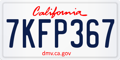 CA license plate 7KFP367