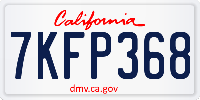 CA license plate 7KFP368