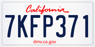 CA license plate 7KFP371