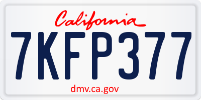 CA license plate 7KFP377
