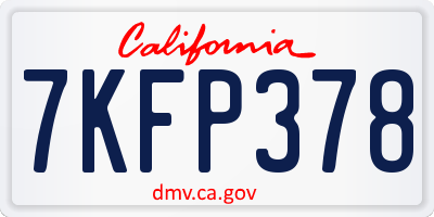 CA license plate 7KFP378