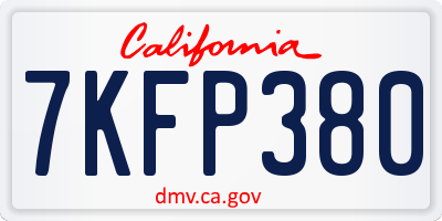 CA license plate 7KFP380