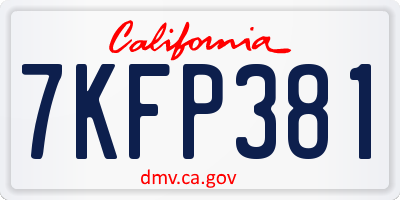 CA license plate 7KFP381
