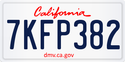 CA license plate 7KFP382