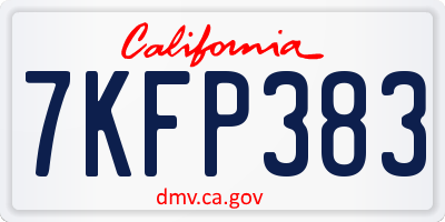 CA license plate 7KFP383
