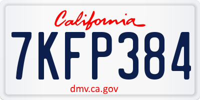 CA license plate 7KFP384