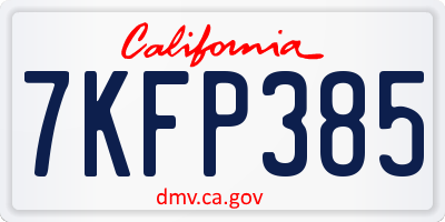 CA license plate 7KFP385