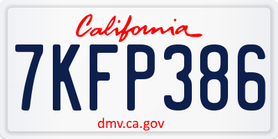 CA license plate 7KFP386