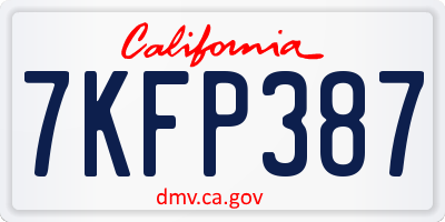 CA license plate 7KFP387