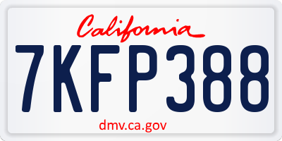 CA license plate 7KFP388