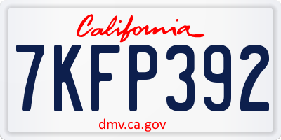 CA license plate 7KFP392