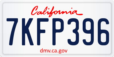 CA license plate 7KFP396