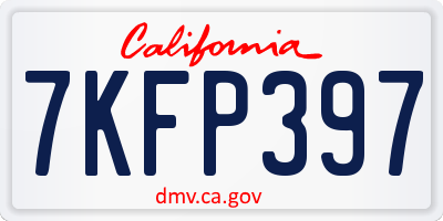 CA license plate 7KFP397