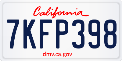 CA license plate 7KFP398