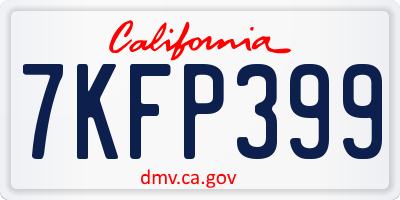 CA license plate 7KFP399