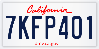 CA license plate 7KFP401