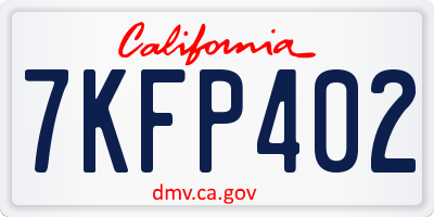 CA license plate 7KFP402