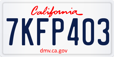 CA license plate 7KFP403