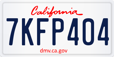 CA license plate 7KFP404