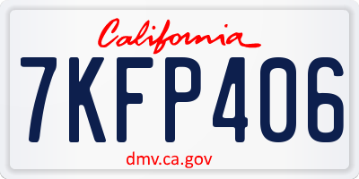 CA license plate 7KFP406
