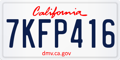 CA license plate 7KFP416