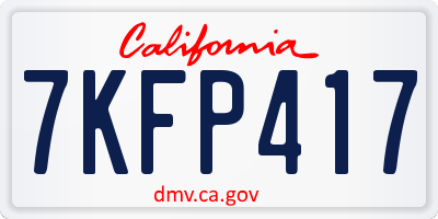 CA license plate 7KFP417