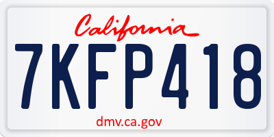 CA license plate 7KFP418