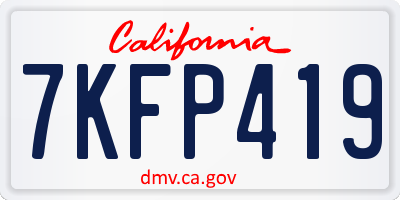 CA license plate 7KFP419