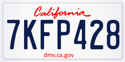CA license plate 7KFP428