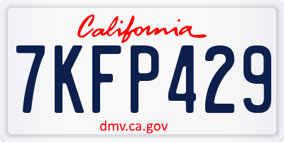 CA license plate 7KFP429