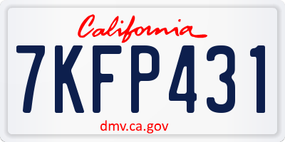 CA license plate 7KFP431