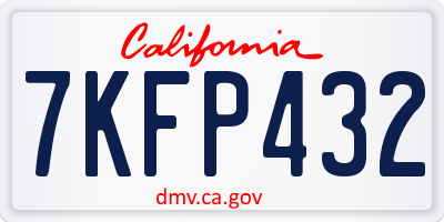 CA license plate 7KFP432