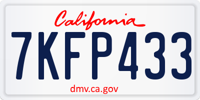 CA license plate 7KFP433