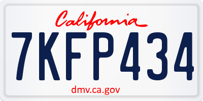 CA license plate 7KFP434